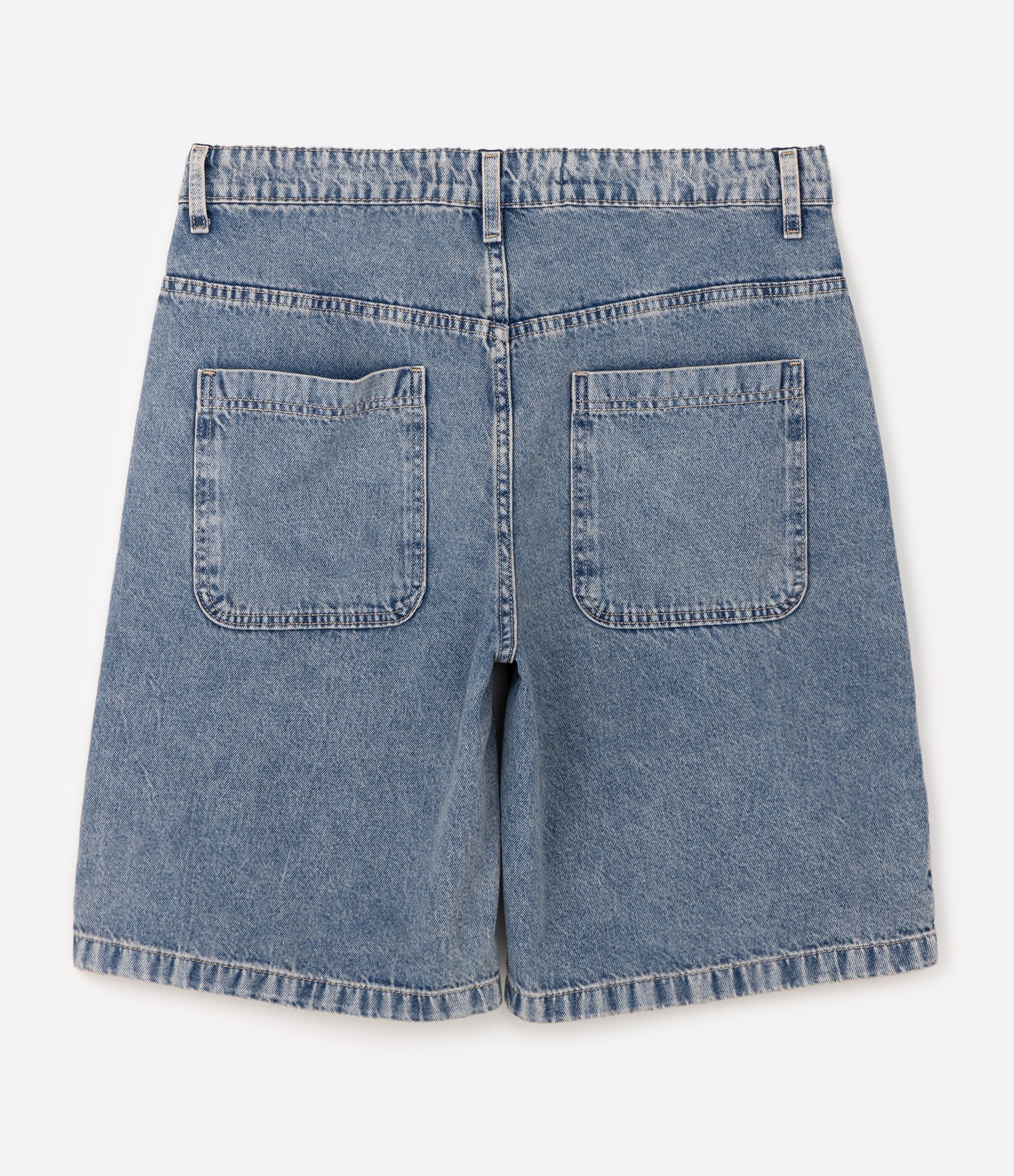 Bermuda Jeans Baggy com Silk Frontal Azul 2