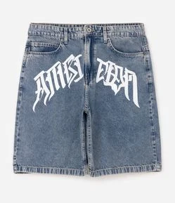 Bermuda Jeans Baggy com Silk Frontal