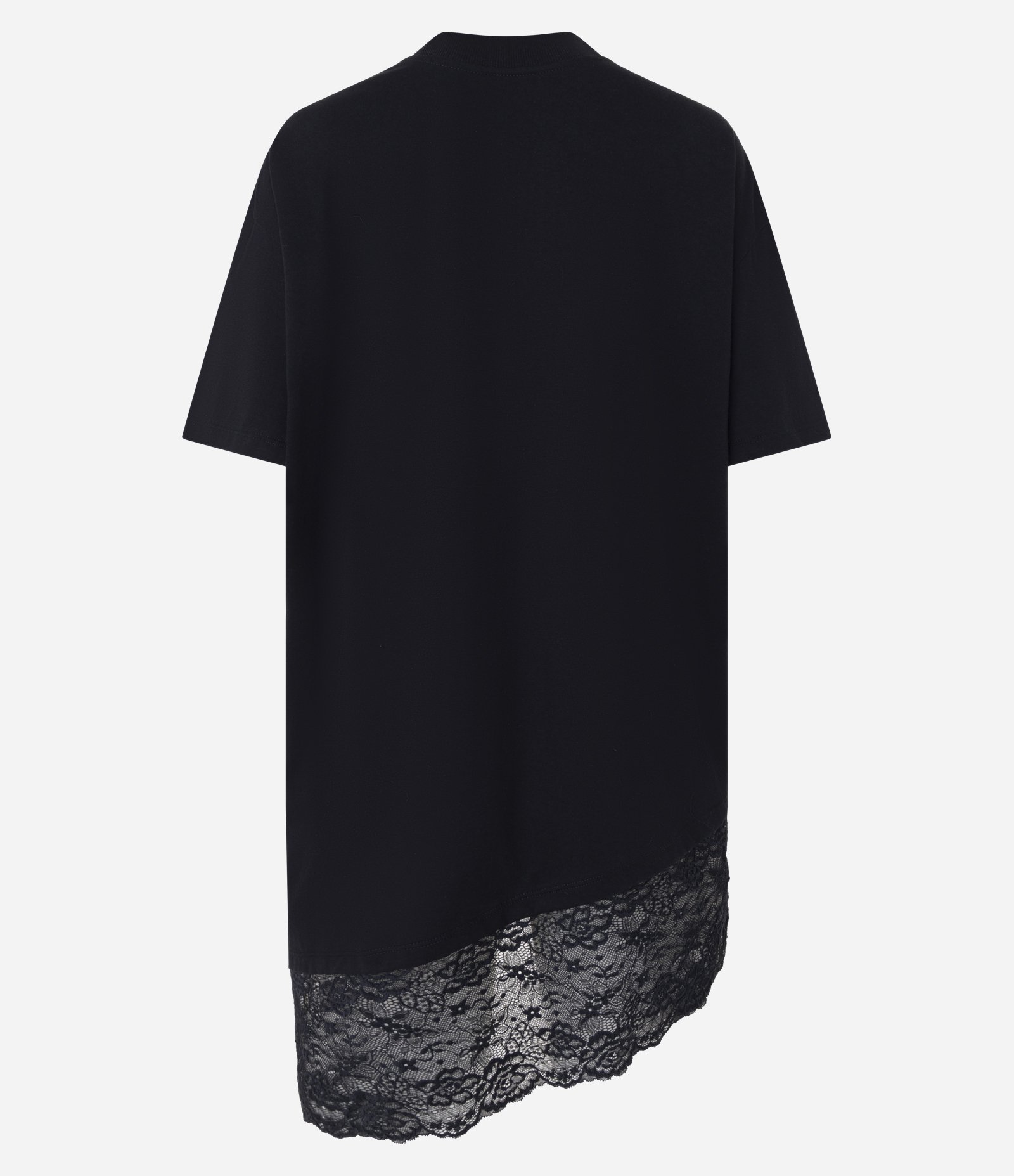 Camiseta em Algodão com Estampa Localizada e Barra Rendada Preto 6
