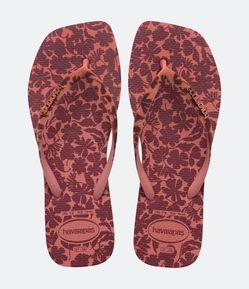 Chinelo Havaianas com Bico Quadrado e Estampa Floral