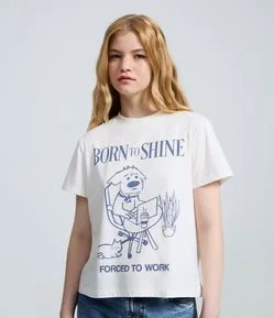 Camiseta em Algodão com Estampa Cachorro Born to Shine