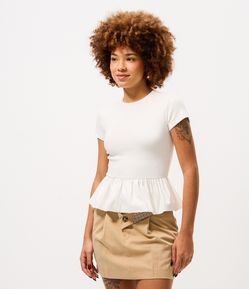 Blusa em Ribana com Barra Balonê em Tricoline