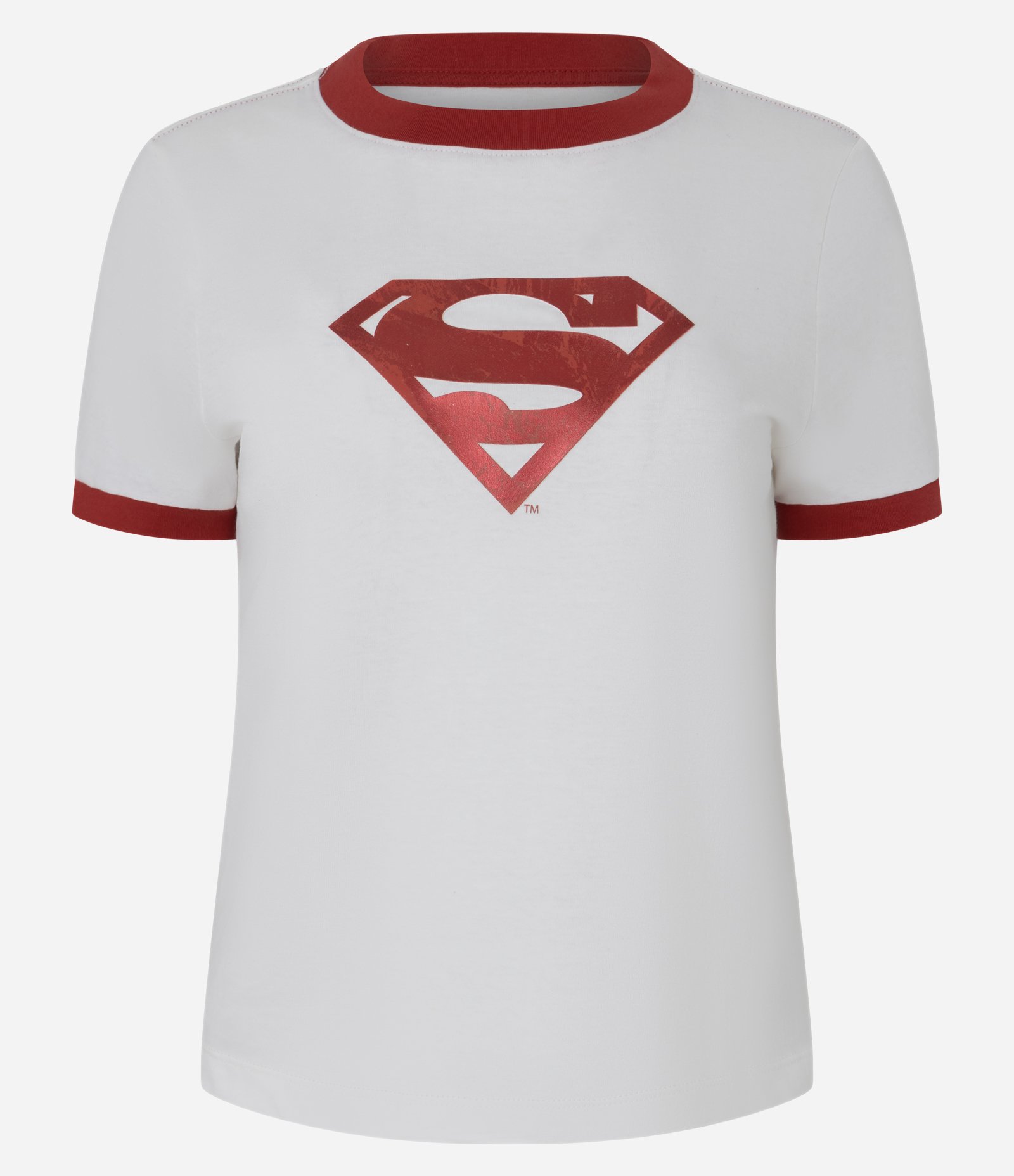 Camiseta em Algodão com Estampa SuperWoman e Contrastes Branco 1