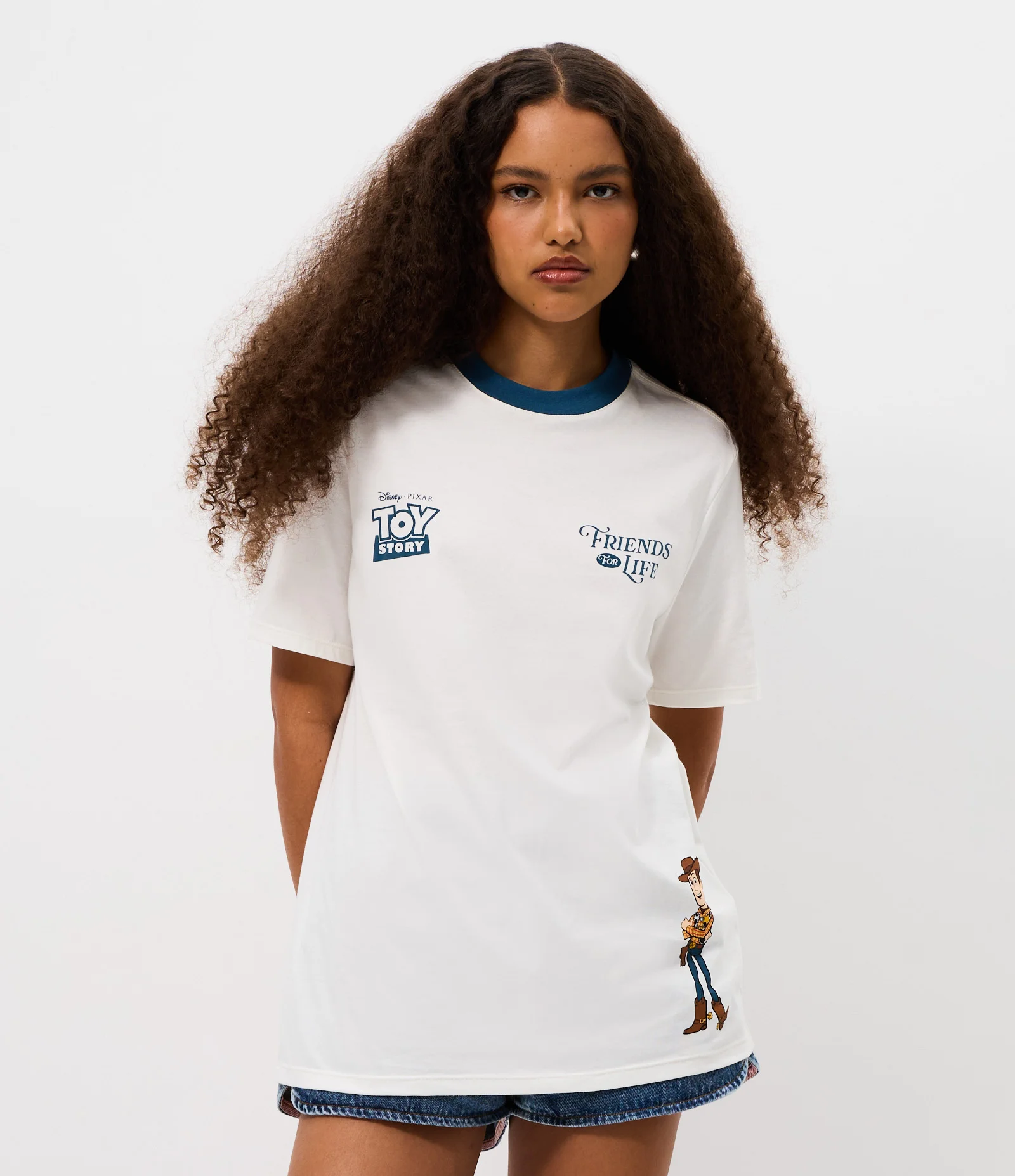 Camiseta Alongada em Algodão Estampa Toy Story Branco 1