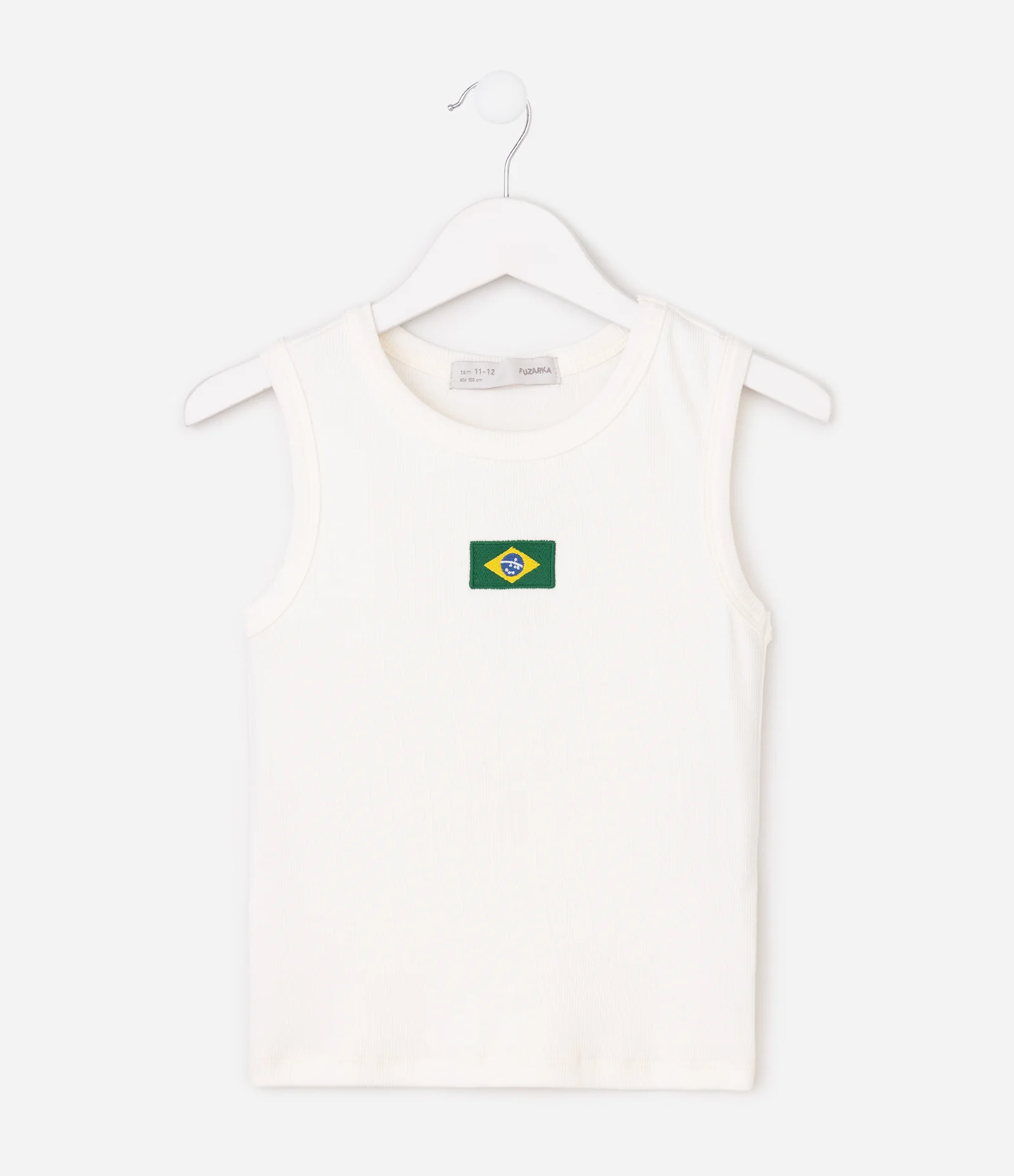 Regata Baby Look Infantil com Bandeira do Brasil – Tam 5 a 14 Anos Off White 2