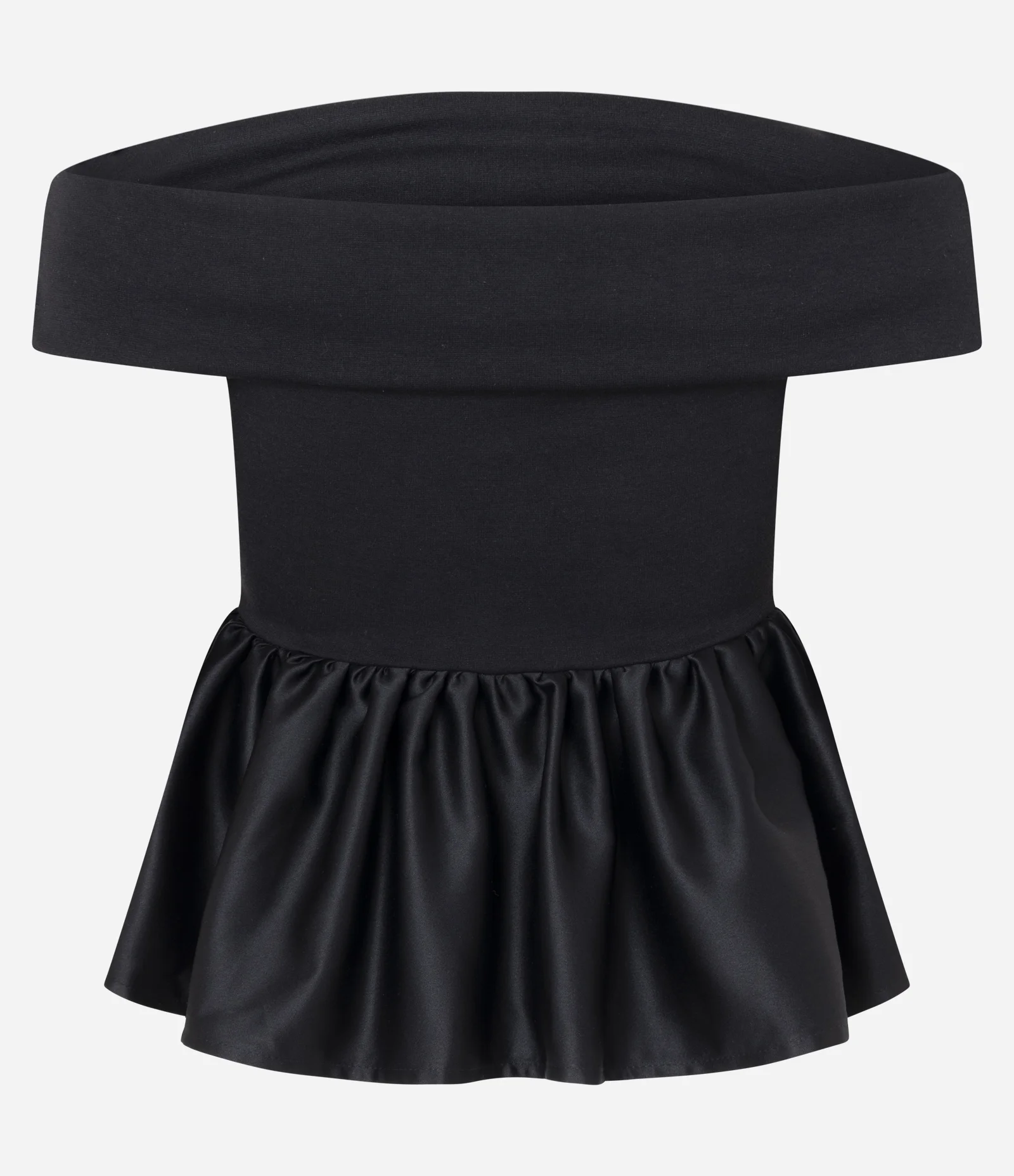 Blusa Ombro a Ombro com Peplum em Cetim Preto 5