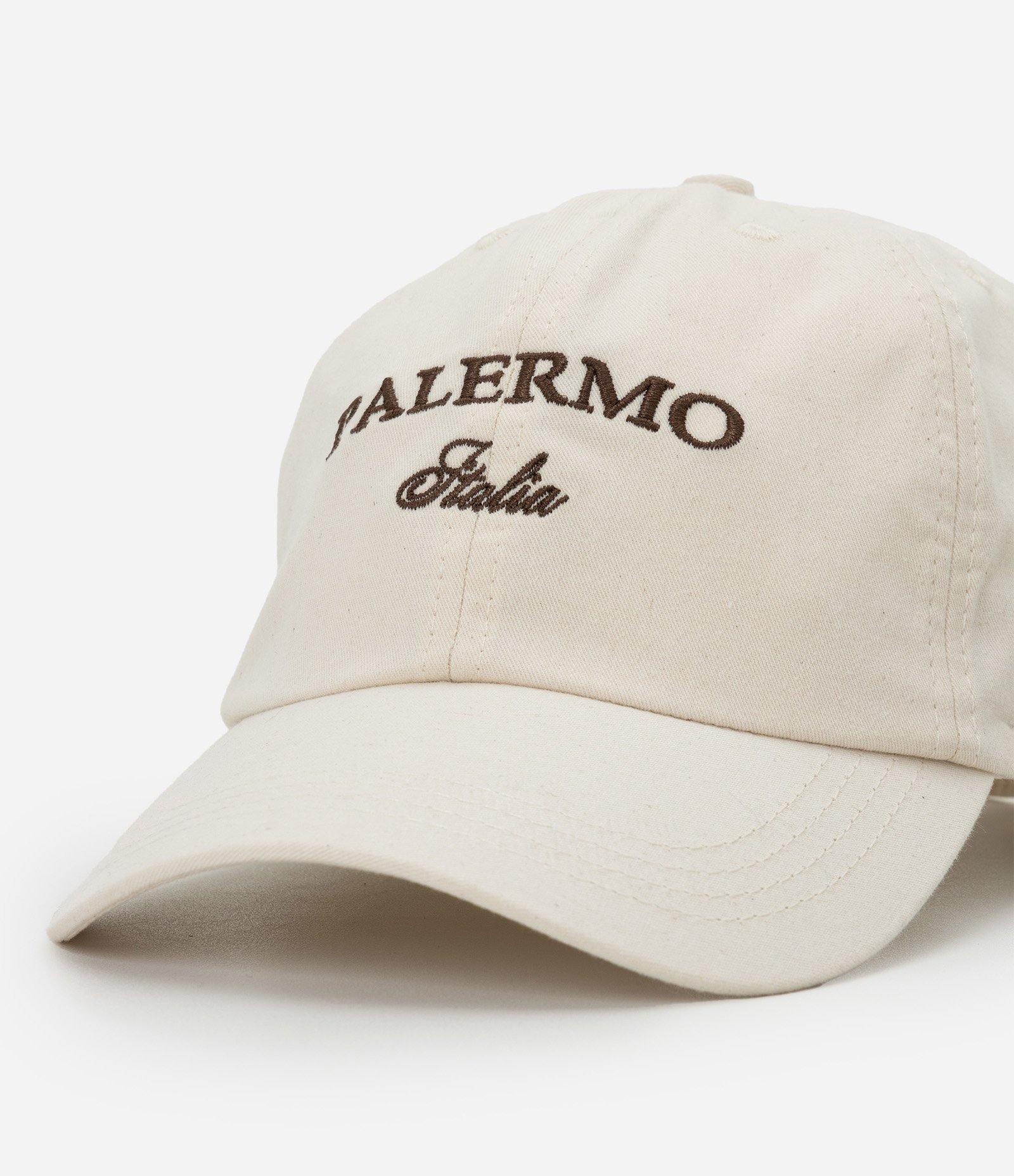 Boné Aba Curva em Sarja com Lettering Bordado Palermo Bege 4