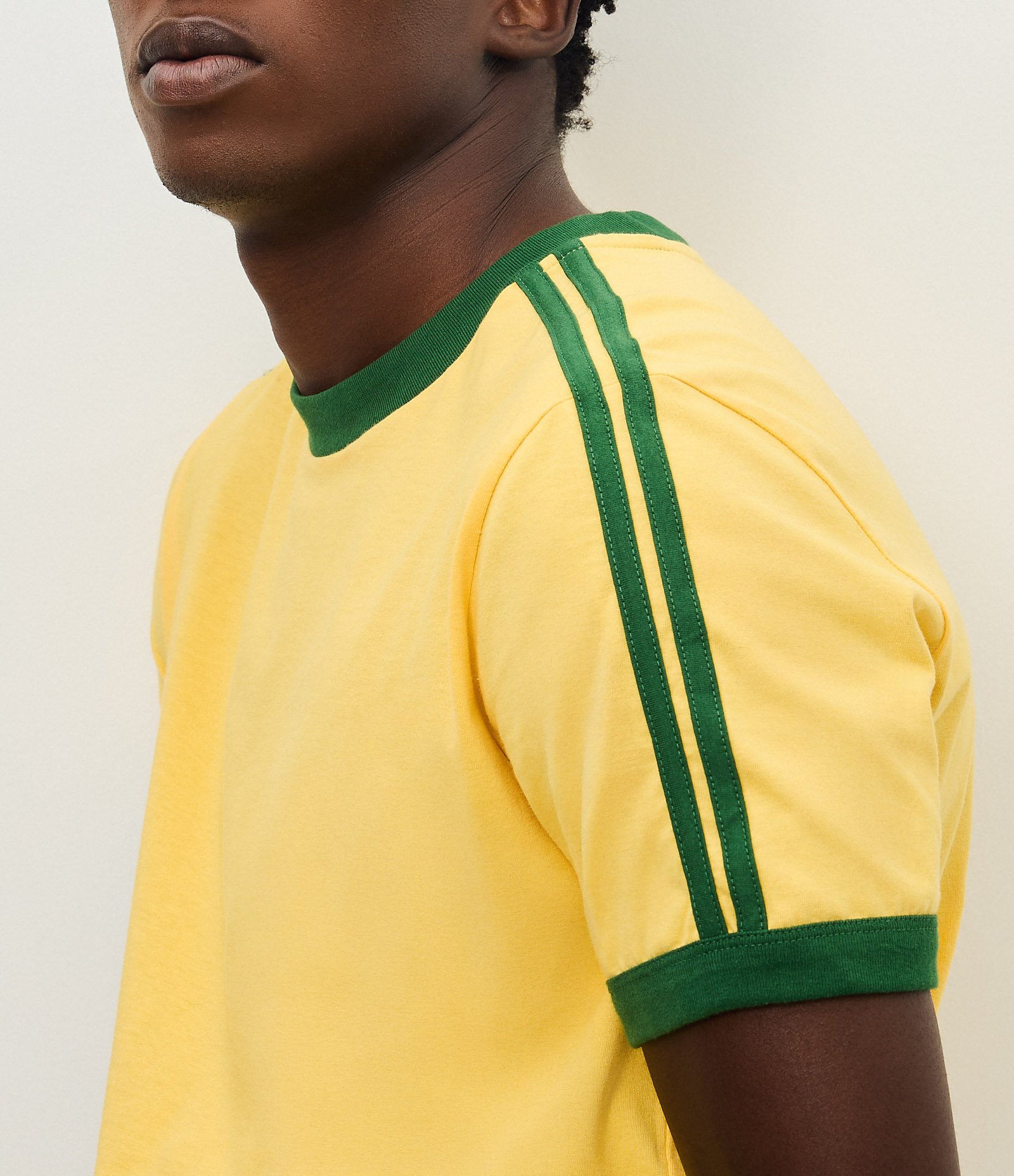 Camiseta Regular em Algodão com Listras Contrastantes Amarelo 3