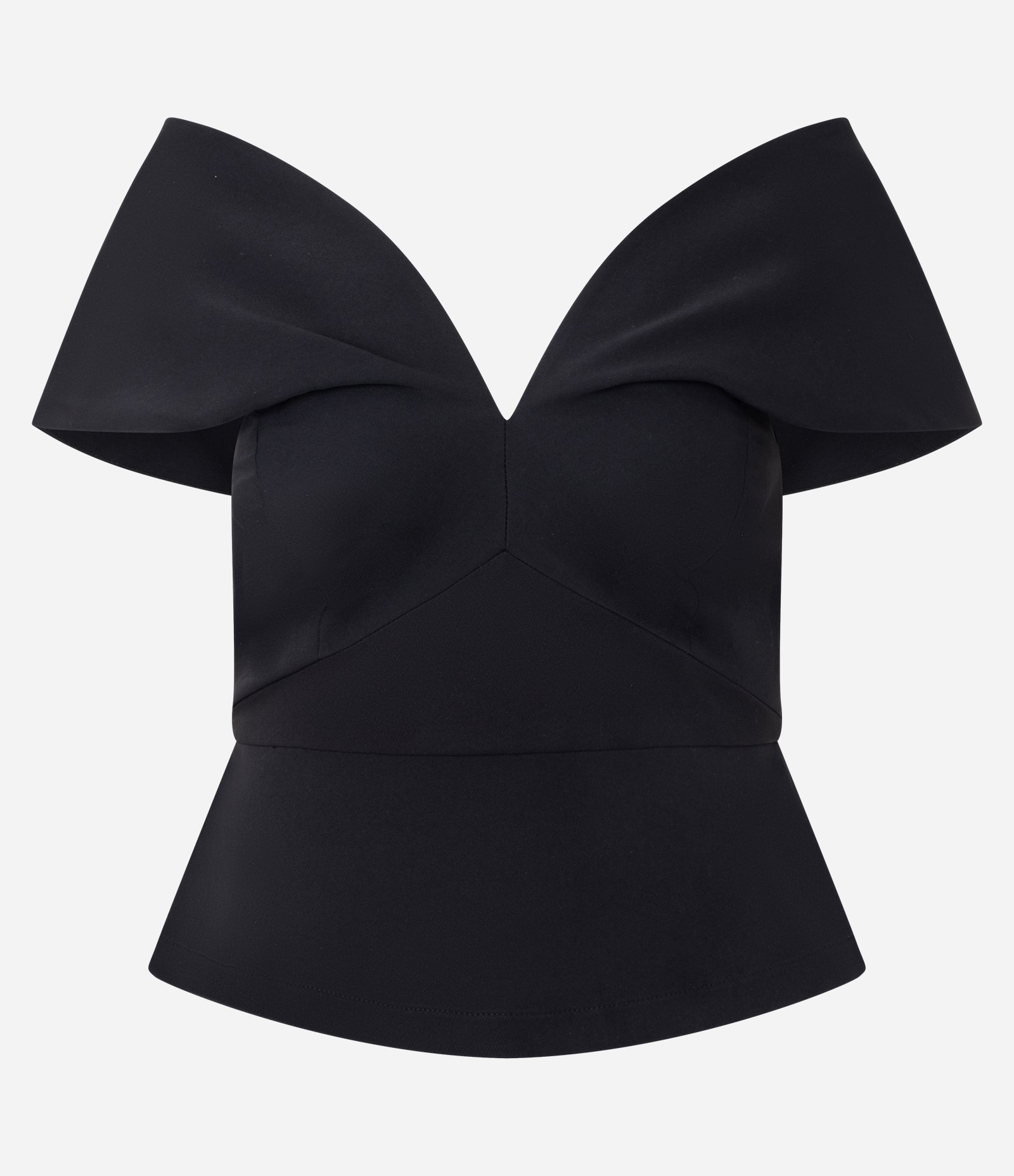 Blusa Alfaiatada Ombro a Ombro com Decote V Preto 5