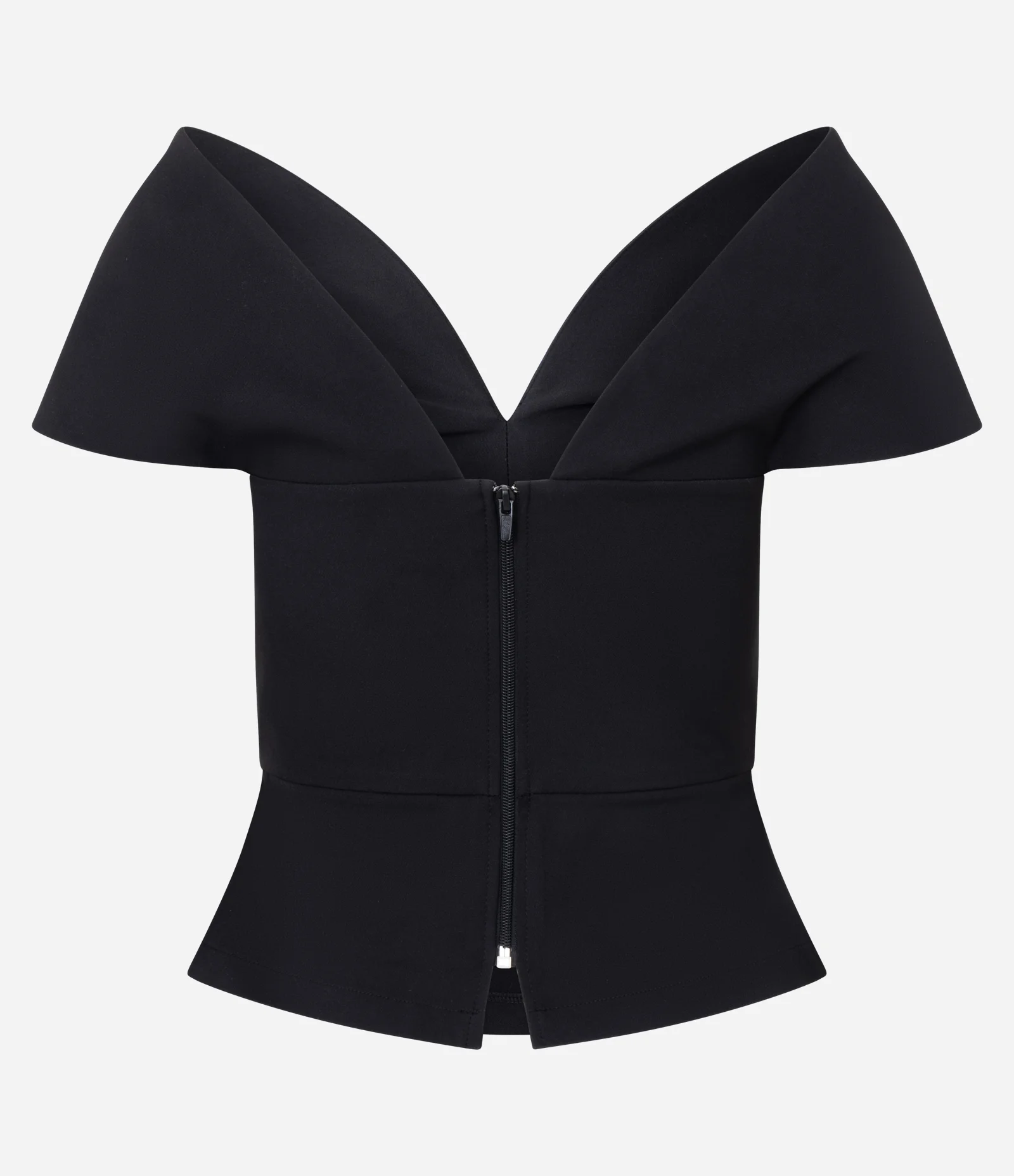 Blusa Alfaiatada Ombro a Ombro com Decote V Preto 6