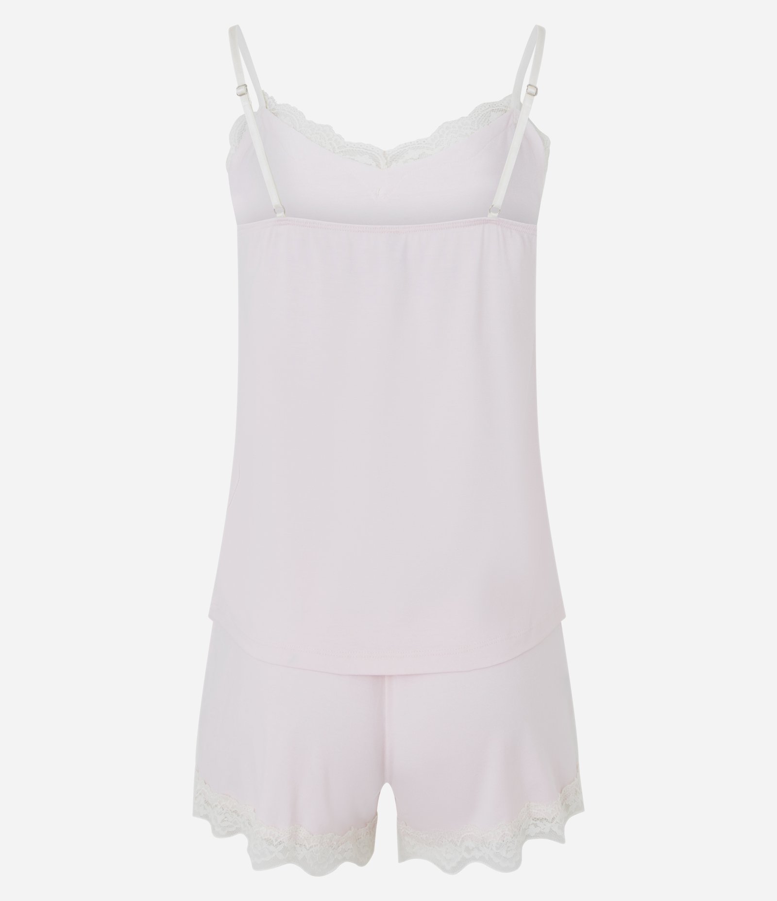 Pijama Curto em Viscose com Regata e Short Rendado Rosa 3