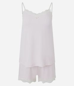 Pijama Curto em Viscose com Regata e Short Rendado