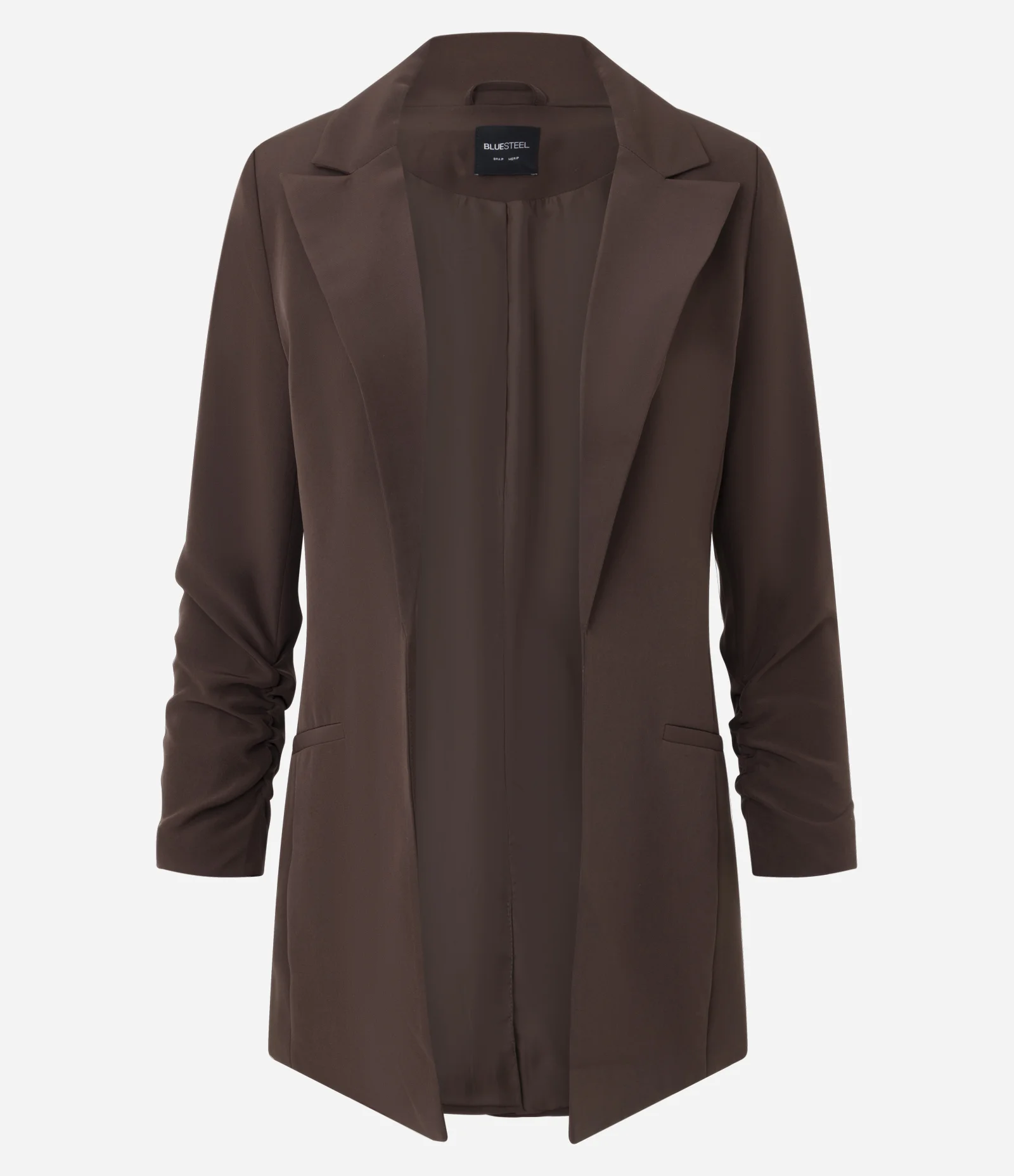 Blazer Alongado com Manga Franzida Marrom 1