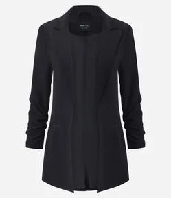 Blazer Alongado com Manga Franzida