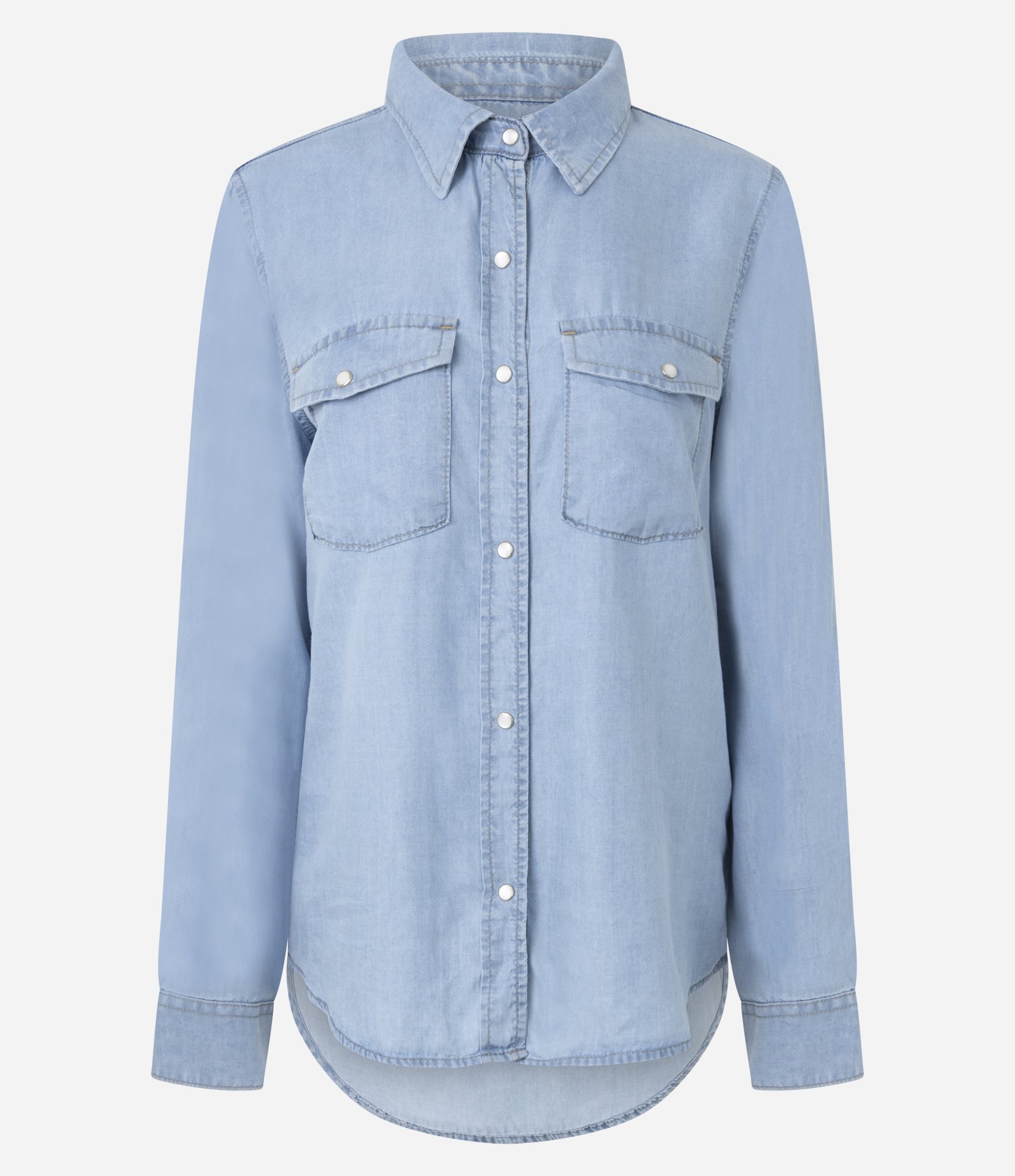 Camisa Western em Liocel com Bolsos Frontais Azul Claro 1