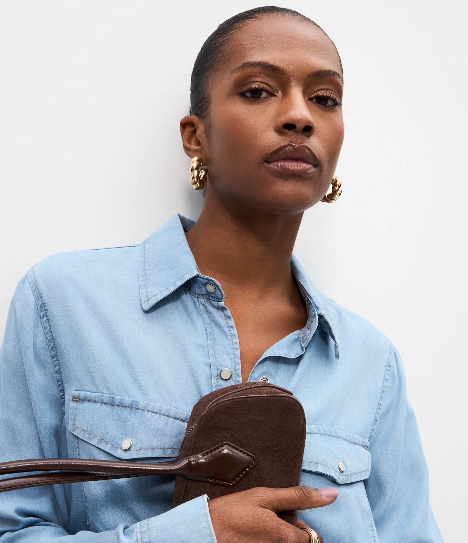 Camisa Western em Liocel com Bolsos Frontais Azul Claro 3