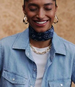 Camisa Western em Liocel com Bolsos Frontais