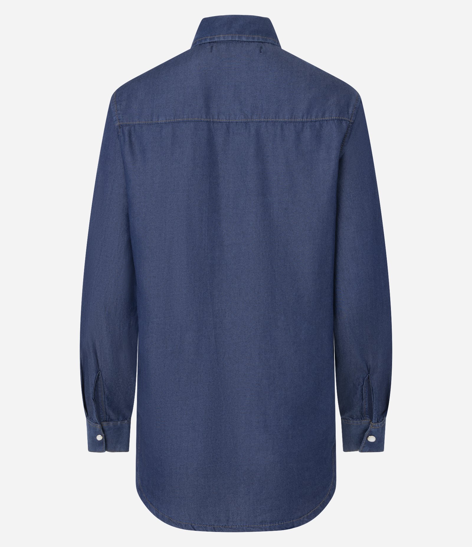 Camisa Western em Liocel com Bolsos Frontais Azul Escuro 2