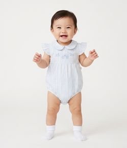 Body Bebê Infantil Em Cotton  Listrada - 0 a 18 Meses