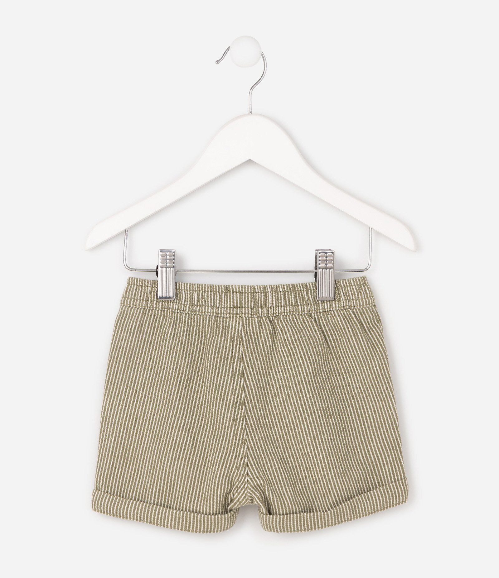 Bermuda Infantil em Algodão com Estampa Listrada e Cós Elástico Teddy Boom - Tam - 0 a 18 Meses Branco 4