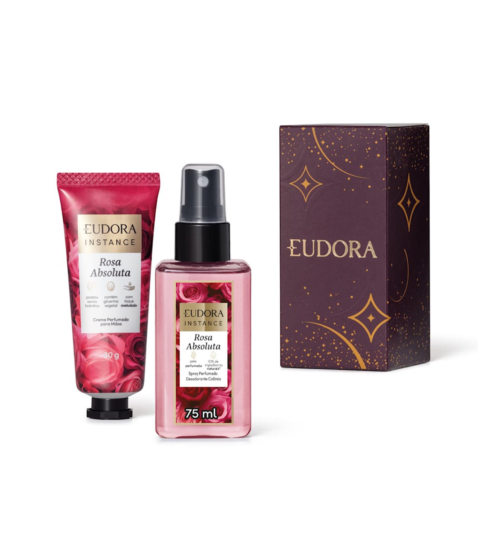 Kit Instance Eudora Rosa Absoluta Creme para Mãos 30g + Spray Perfumado para o Corpo 75ml KIT 1
