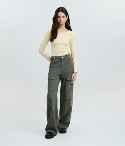 Blusa em Ribana com Gola Redonda