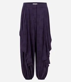 Calça Aladim em Jacquard com Babados
