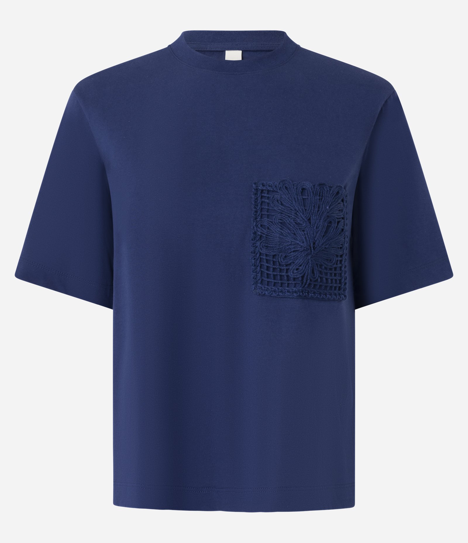 Camiseta em Algodão com Bolso Bordado Azul 1