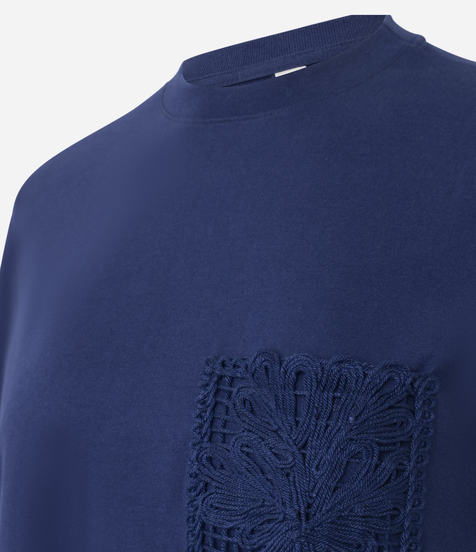 Camiseta em Algodão com Bolso Bordado Azul 2