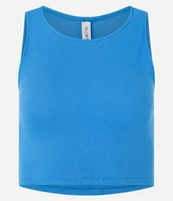 Blusa Cropped sem Manga em Algodão com Textura Canelada