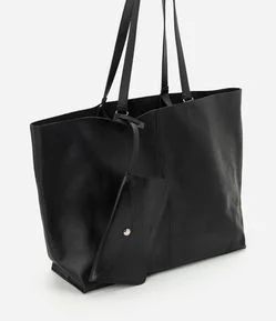 Bolsa Grande em Couro com Bolso Interno e Carteira