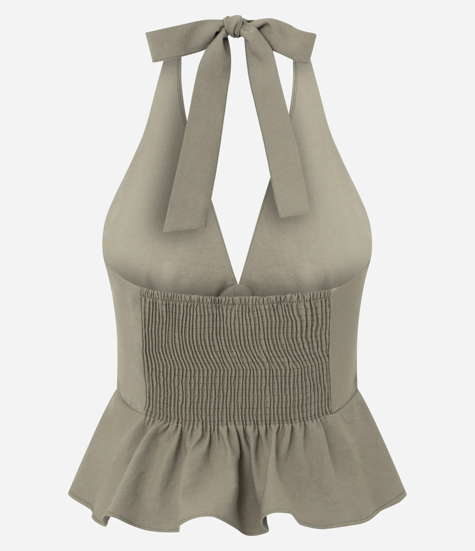Blusa Frente Única Alfaiatada com Decote Bege 1