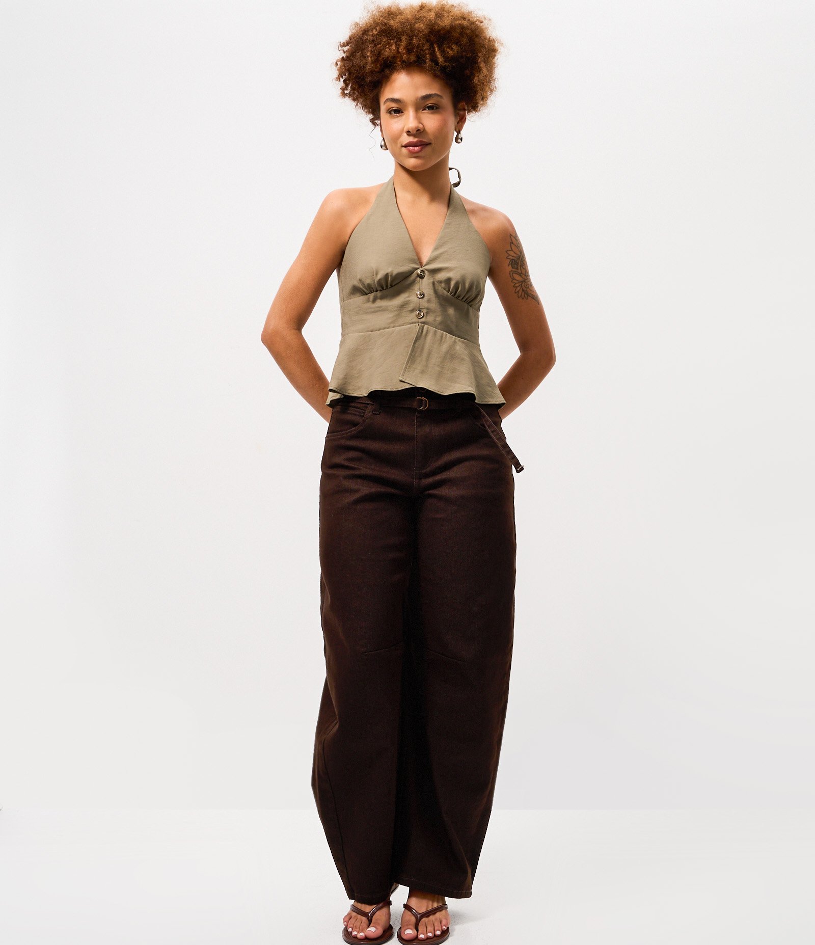 Blusa Frente Única Alfaiatada com Decote Verde 2
