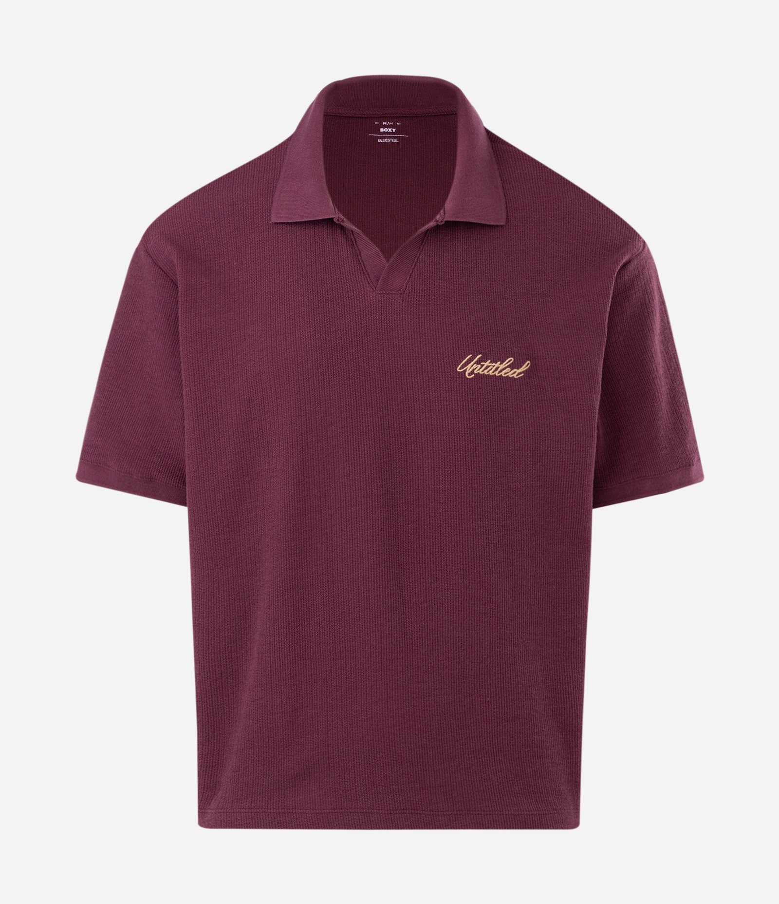 Camiseta Boxy com Gola Polo e Bordado Vinho 4