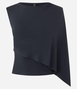 Blusa Ombro Único em Jersey com Camada Assimétrica