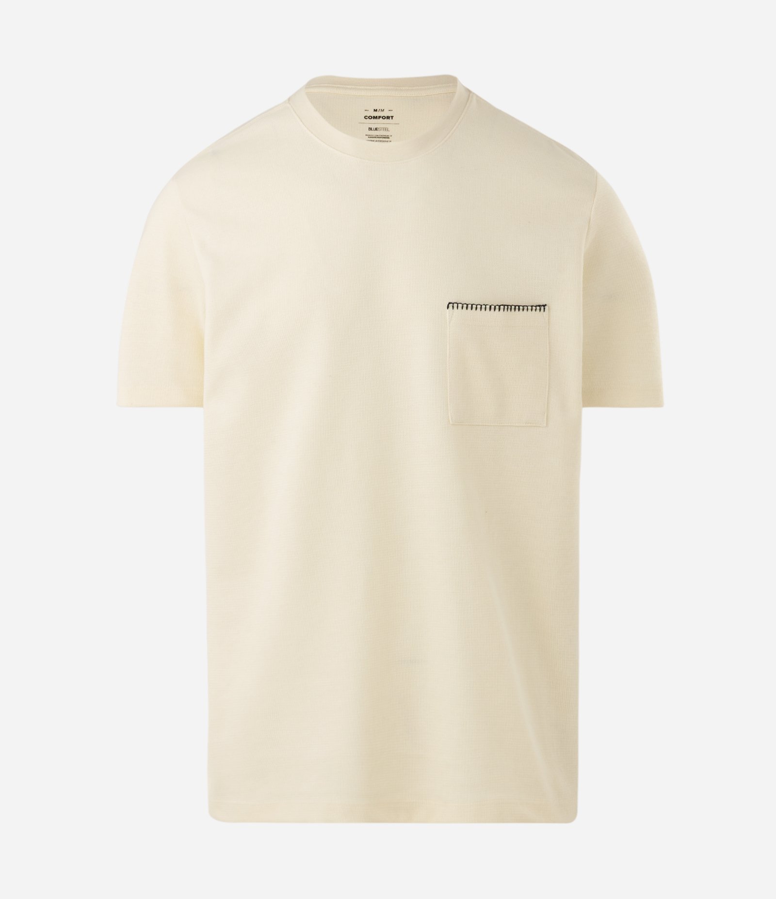 Camiseta Relaxed Texturizada com Bolso Bege 4