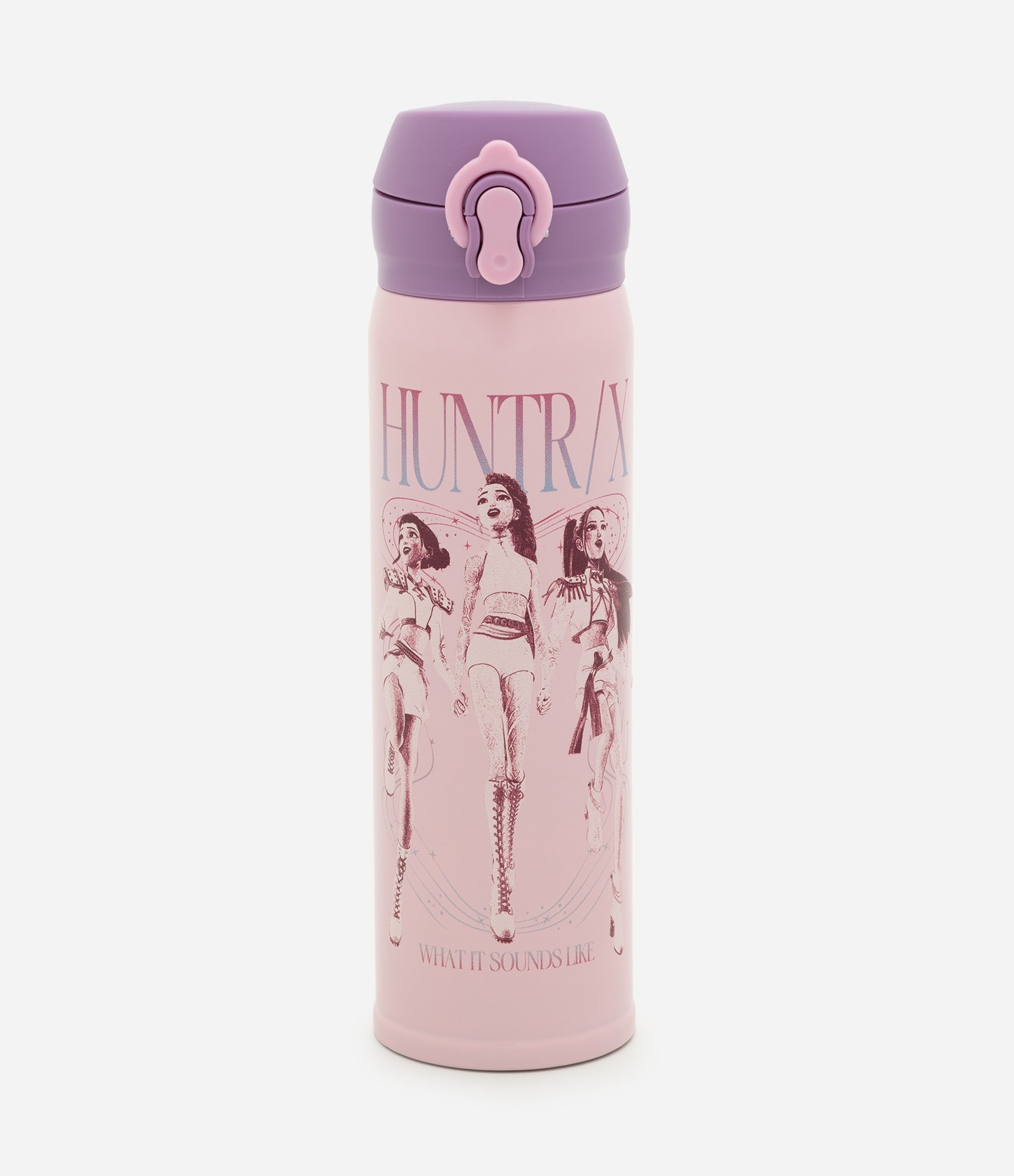 Garrafa Térmica em Metal com Estampa Huntrix 450ml Rosa 1