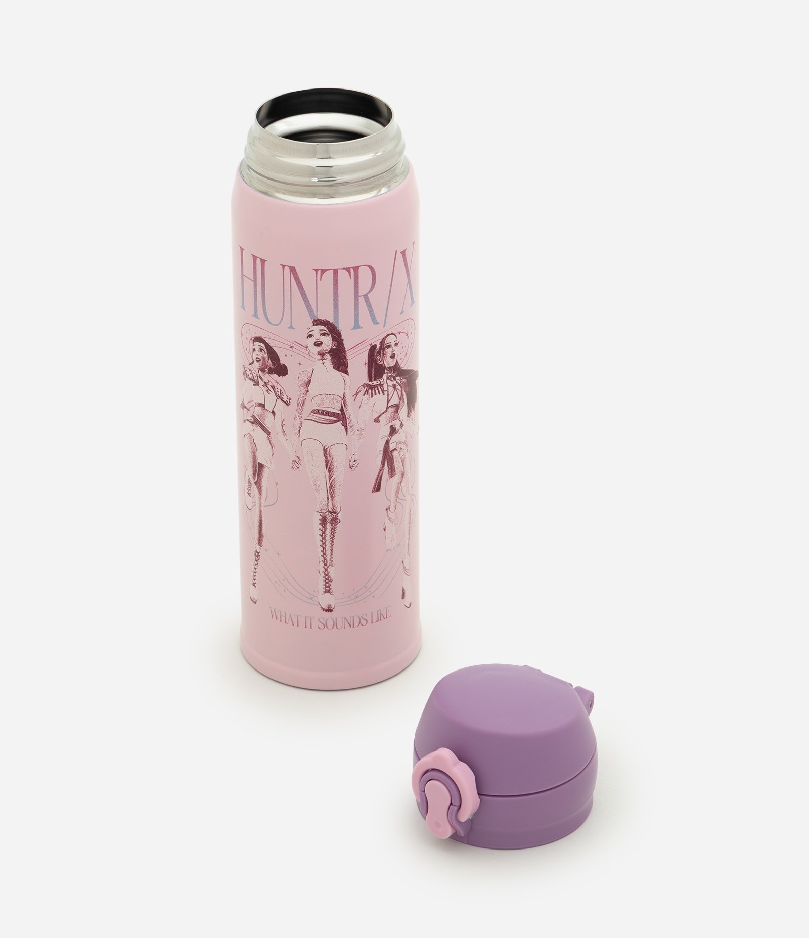 Garrafa Térmica em Metal com Estampa Huntrix 450ml Rosa 4