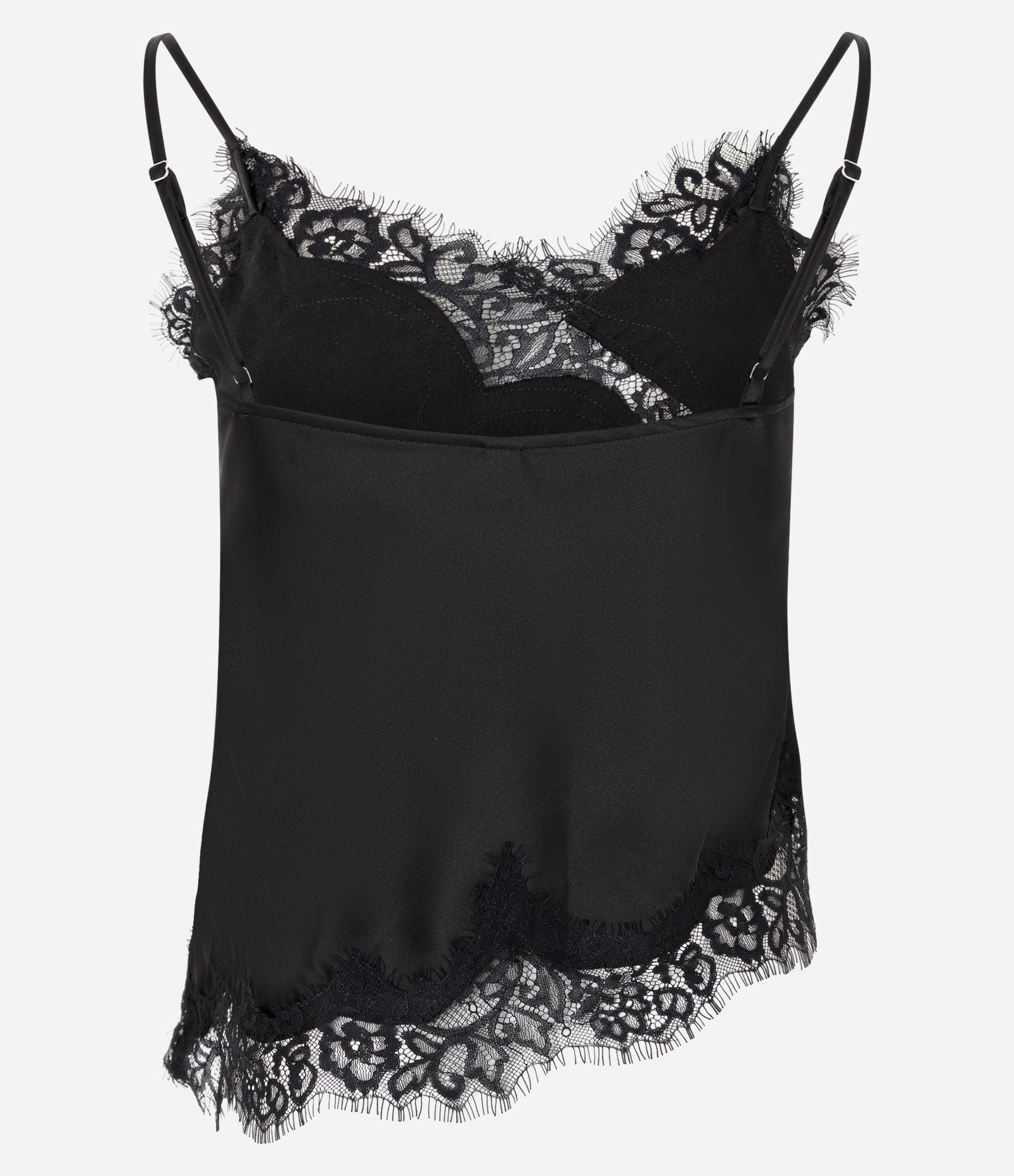 Blusa de Cetim com Renda Assimétrica Preto 3