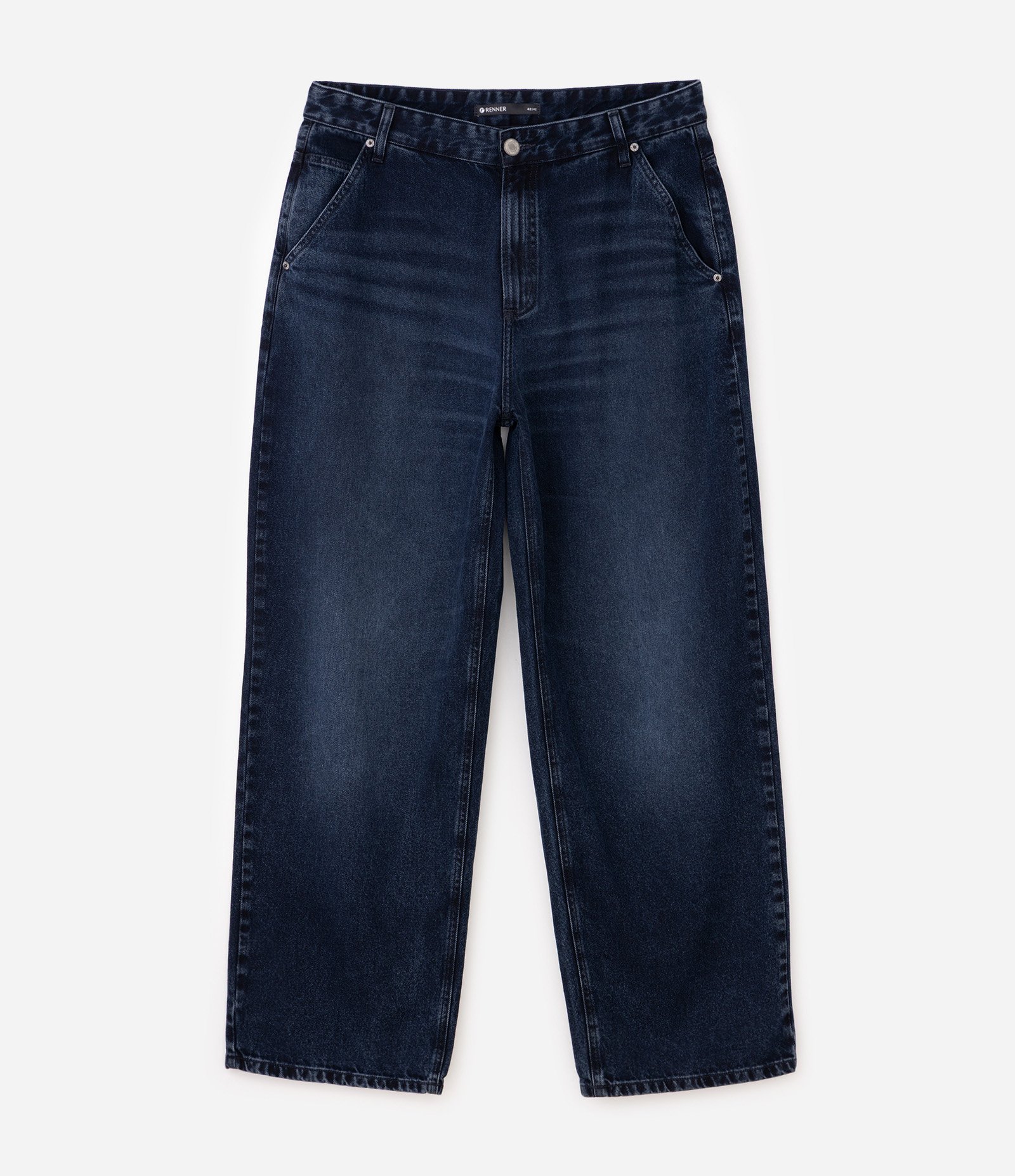 Calça Super Baggy em Jeans Marmorizada Azul 2