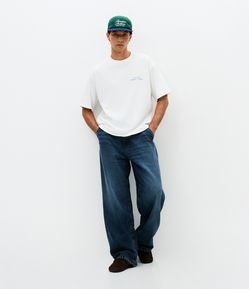 Calça Super Baggy em Jeans Marmorizada
