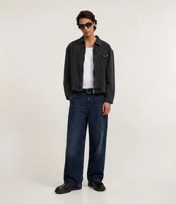 Calça Super Baggy em Jeans Marmorizada