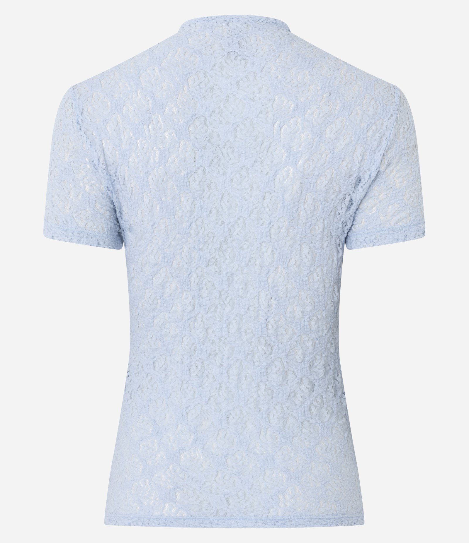 Blusa Manga Curta em Renda com Textura Floral Azul 3