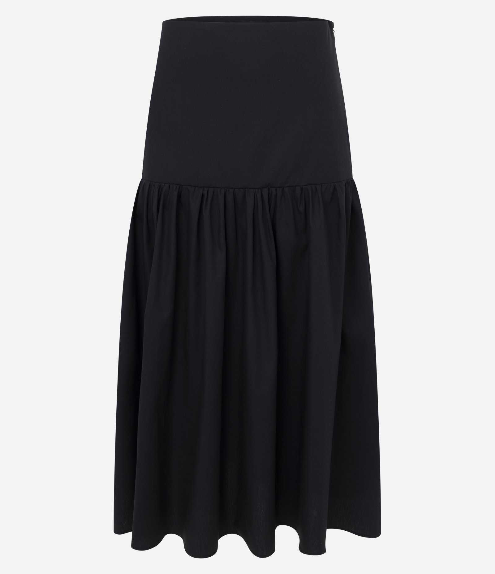 Saia New Midi Volumosa em Tricoline com Pala Preto 5