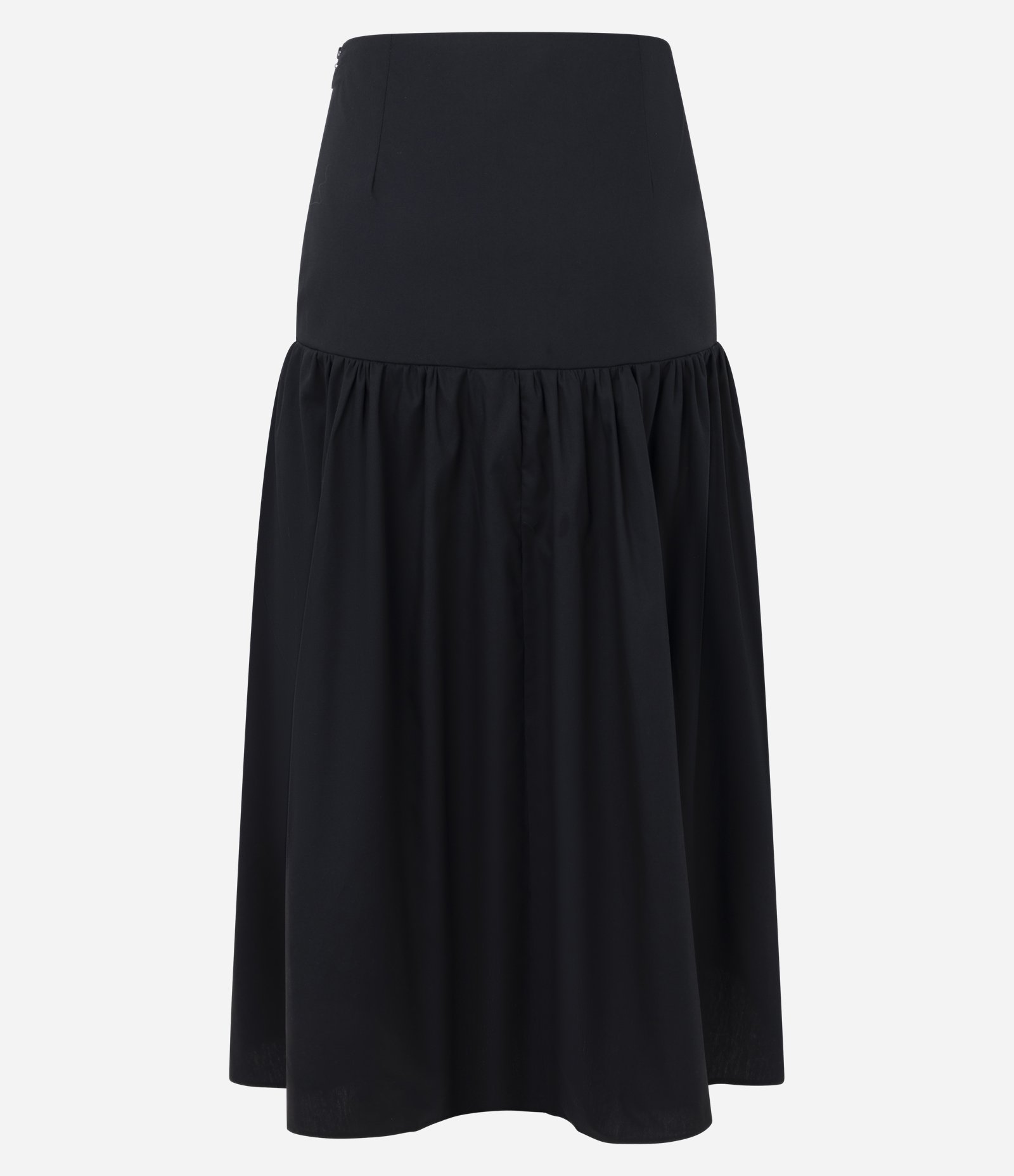 Saia New Midi Volumosa em Tricoline com Pala Preto 6