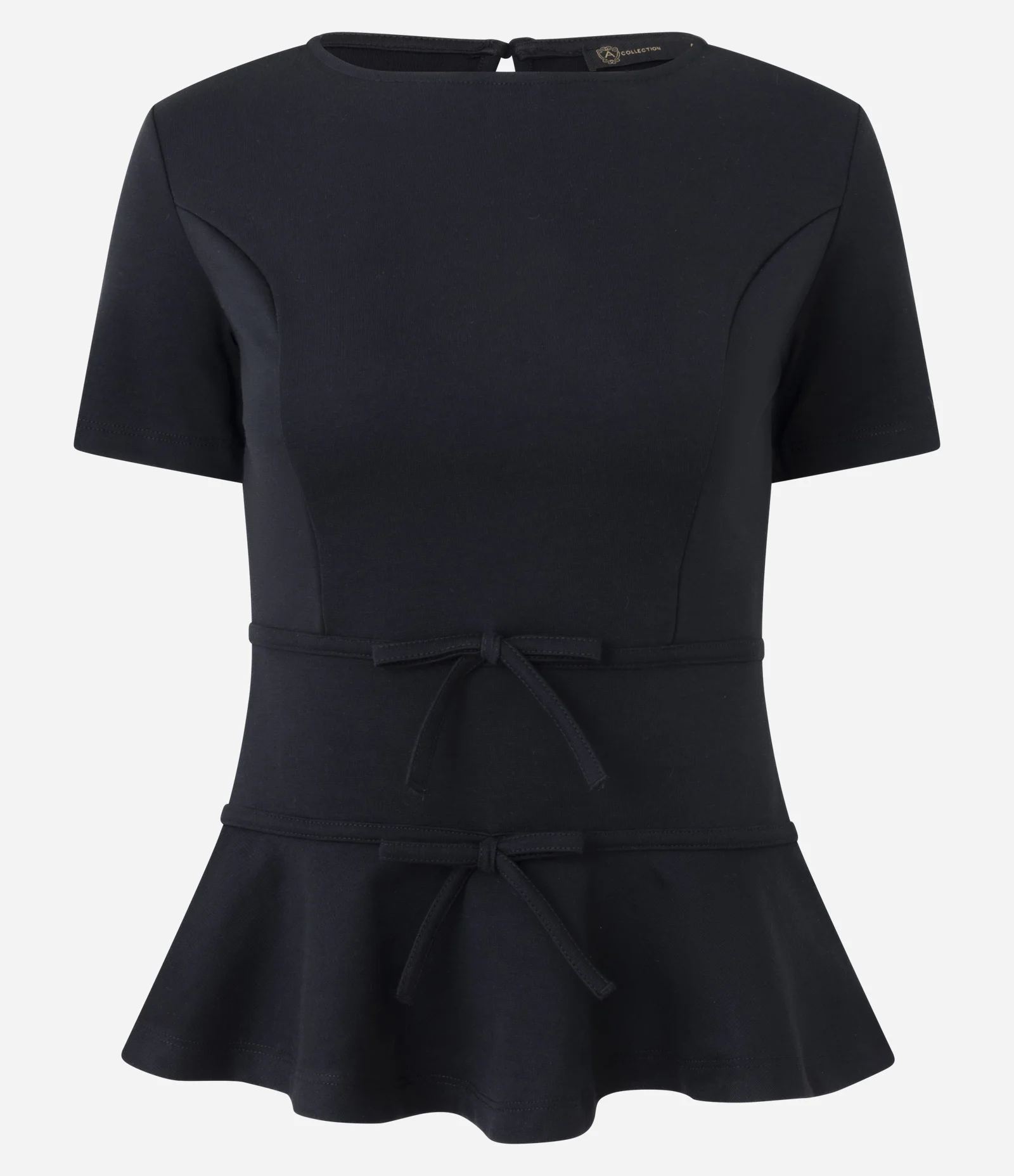 Blusa Peplum em Ponto Roma com Lacinhos Preto 1