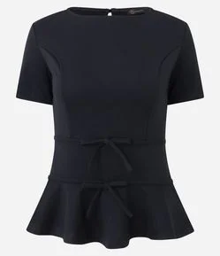 Blusa Peplum em Ponto Roma com Lacinhos