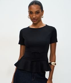 Blusa Peplum em Ponto Roma com Lacinhos