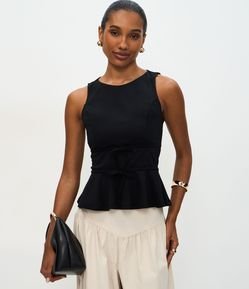 Blusa Peplum em Ponto Roma com Lacinhos