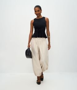 Blusa Peplum em Ponto Roma com Lacinhos